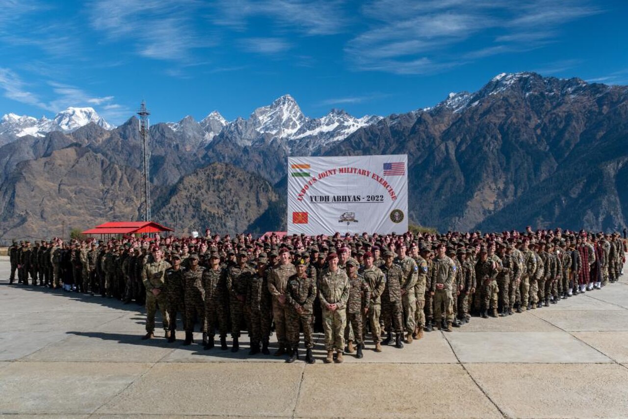 Soldiers standing together during a joint training exercise